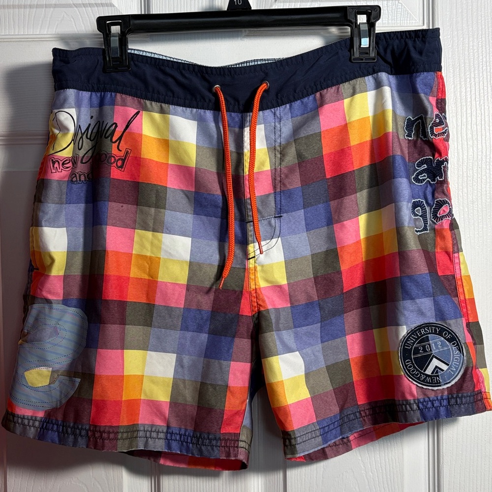 Desigual Swim Trunks Multicolor Plaid Board Shorts XL